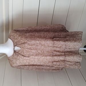 Cal Style Women Tunic Top Size L Semi Sheer Lined Boho Hippie Floral